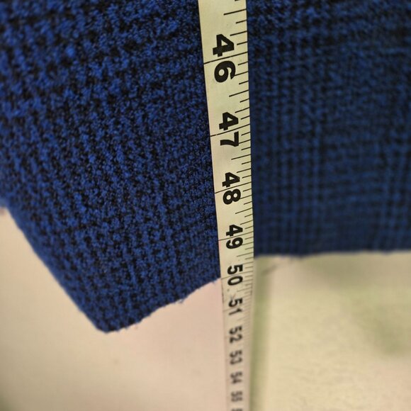 Vintage 1980s Blue Tweed Long Coat Dress Asymmetrical Button Front Retro Structu - Picture 11 of 12